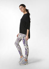 ALLOVER RECYCLED MICROFIBRE YOGA LEGGINGS - PURPLE - LILAC SPOTTED | DEHA