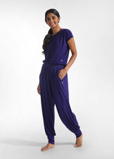 PURPLE HAREM PANTS AND T-SHIRT SET WITH KNOT - Active Sets | DEHA