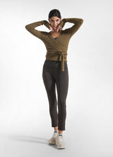 CARDIGAN INCROCIATO IN BOUCLE' MARRONE - KAKI BROWN | DEHA