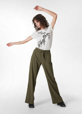 CORE WIDE LEG JERSEY PANTS, GREEN - Activewear | DEHA