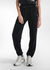 PANTALONI IN CINIGLIA CON FONDO ELASTICIZZATO NERO - BLACK | DEHA