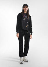 BLACK CHENILLE HOODIE WITH ZIP-UP AND TROUSERS - Active Sets | DEHA