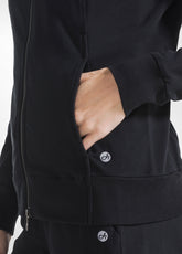 STRETCH COTTON SWEATSHIRT WITH ZIP - BLACK - BLACK | DEHA