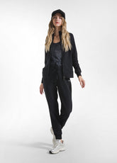 STRETCH COTTON SWEATSHIRT WITH ZIP - BLACK - BLACK | DEHA