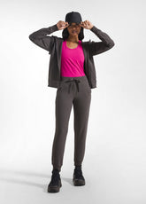 TUTA FELPA CON ZIP E CAPPUCCIO IN FELPINA E PANTALONE DRITTO CON RISVOLTO MARRONE - | DEHA