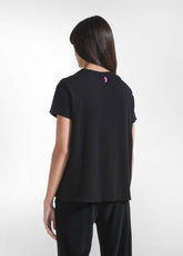 PRINTED COTTON JERSEY SHORT-SLEEVE T-SHIRT - BLACK - BLACK | DEHA