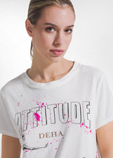 T-SHIRT A MANICA CORTA IN JERSEY DI COTONE STAMPAT - MILK WHITE | DEHA