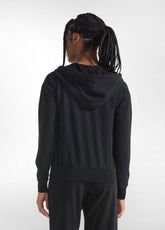 FELPA CON ZIP E CAPPUCCIO IN FELPINA STRETCH DI CO - BLACK | DEHA