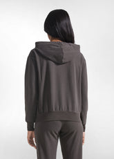 FELPA CON ZIP E CAPPUCCIO IN FELPINA STRETCH DI COTONE MARRONE - MOKA BROWN | DEHA