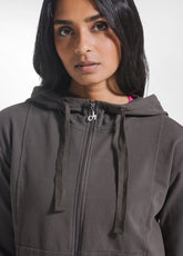 TUTA FELPA CON ZIP E CAPPUCCIO IN FELPINA E PANTALONE DRITTO CON RISVOLTO MARRONE - | DEHA