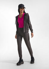 FELPA CON ZIP E CAPPUCCIO IN FELPINA STRETCH DI COTONE MARRONE - MOKA BROWN | DEHA