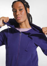 FELPA CON ZIP E CAPPUCCIO IN FELPINA STRETCH DI CO - DEEP PURPLE | DEHA