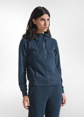 TUTA FELPA CON ZIP E CAPPUCCIO E PANTALONI IN COTONE STRETCH BLU - | DEHA