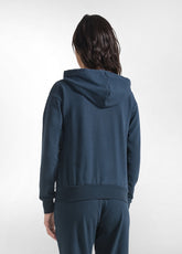FELPA CON ZIP E CAPPUCCIO IN FELPINA STRETCH DI COTONE BLU - NIGHT BLUE | DEHA