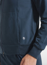 TUTA FELPA CON ZIP E CAPPUCCIO E PANTALONI IN COTONE STRETCH BLU - | DEHA