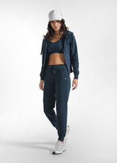 FELPA CON ZIP E CAPPUCCIO IN FELPINA STRETCH DI COTONE BLU - NIGHT BLUE | DEHA