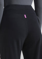 PANTALONI A GAMBA MORBIDA IN FELPINA STRETCH ORGANICA NERO - BLACK | DEHA