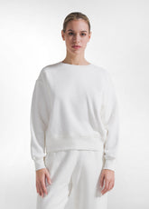 FELPA IN COTONE MORBIDO CON STAMPA GRAFICA BIANCO - MILK WHITE | DEHA