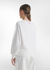 SOFT COTTON SWEATSHIRT WITH GRAPHIC PRINT - WHITE - MILK WHITE | DEHA