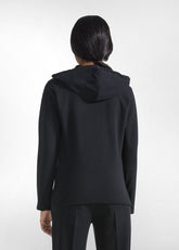 FELPA CON ZIP E CAPPUCCIO IN COTONE STRETCH NERO - BLACK | DEHA