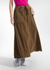 GONNA IN VELLUTO CON COULISSE IN VITA MARRONE - KAKI BROWN | DEHA