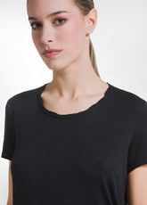 Black Flammé Cotton T-Shirt - BLACK | DEHA