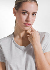 T-SHIRT A MANICA CORTA IN JERSEY MODAL FIAMMATO GR - ICE GREY | DEHA