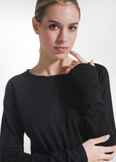 LONG-SLEEVE T-SHIRT IN FLAMED MODAL JERSEY - BLACK - BLACK | DEHA