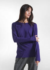 LONG-SLEEVE T-SHIRT IN FLAMED MODAL JERSEY - PURPL - DEEP PURPLE | DEHA