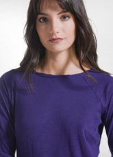 LONG-SLEEVE T-SHIRT IN FLAMED MODAL JERSEY - PURPL - DEEP PURPLE | DEHA