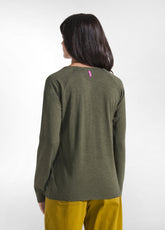 LONG-SLEEVE T-SHIRT IN FLAMED MODAL JERSEY - GREEN - CAMO GREEN | DEHA