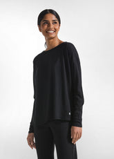 T-SHIRT A MANICA LUNGA IN JERSEY MODAL FIAMMATO NERO | DEHA