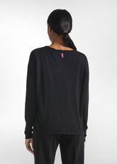 T-SHIRT A MANICA LUNGA IN JERSEY MODAL FIAMMATO NERO - BLACK | DEHA