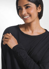 T-SHIRT A MANICA LUNGA IN JERSEY MODAL FIAMMATO NERO | DEHA