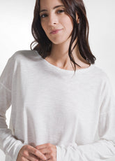 T-SHIRT A MANICA LUNGA IN JERSEY MODAL FIAMMATO BIANCO - LILY WHITE | DEHA