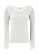 CASHMERE BLEND WIDE NECK T-SHIRT - WHITE | DEHA