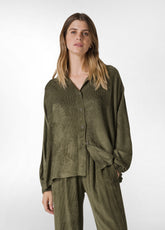 SOFT VELVETY CORDUROY SHIRT, GREEN - Shirts & Blouses | DEHA