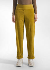 PANTALONI IN VELLUTO STRETCH VERDE SENAPE - MUSTARD GREEN | DEHA