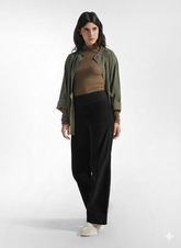 WIDE-LEG STRETCH VELVET TROUSERS - BLACK - BLACK | DEHA