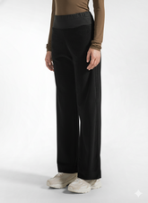 WIDE-LEG STRETCH VELVET TROUSERS - BLACK - BLACK | DEHA