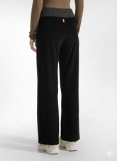 WIDE-LEG STRETCH VELVET TROUSERS - BLACK - BLACK | DEHA