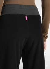 WIDE-LEG STRETCH VELVET TROUSERS - BLACK - BLACK | DEHA