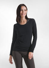 T-SHIRT A MANICA LUNGA IN MISTO CASHMERE NERO | DEHA
