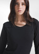 T-SHIRT A MANICA LUNGA IN MISTO CASHMERE NERO - BLACK | DEHA