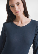 T-SHIRT A MANICA LUNGA IN MISTO CASHMERE BLU - NIGHT BLUE | DEHA