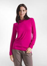 T-SHIRT A COLLO ALTO E MANICA LUNGA IN MISTO CASHMERE ROSA | DEHA