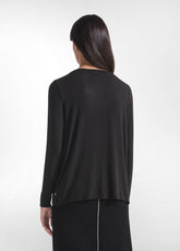 MAGLIA GIROCOLLO A MANICA LUNGA IN MISTO CASHMERE NERO - BLACK | DEHA