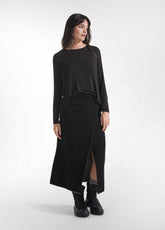 MAGLIA GIROCOLLO A MANICA LUNGA IN MISTO CASHMERE NERO - BLACK | DEHA