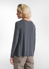 MAGLIA GIROCOLLO A MANICA LUNGA IN MISTO CASHMERE GRIGIO - LEAD | DEHA