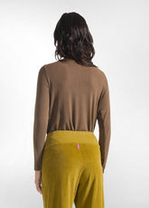MAGLIA GIROCOLLO A MANICA LUNGA IN MISTO CASHMERE MARRONE - KAKI BROWN | DEHA